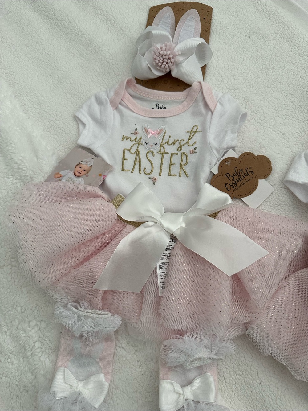 My First Easter Pink Tutu Baby Dress Set new born photo prop
